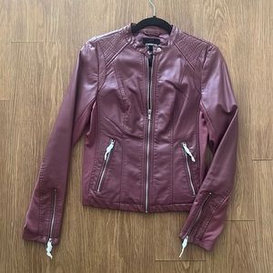 Express maroon leather jacket nwt